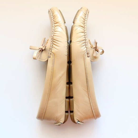 AUTHENTIC Prada Cream Leather Bow Detail Driving Loafers / Flat Slip On Shoes 7 - Picture 13 of 16